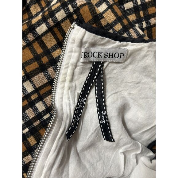 FROCK SHOP, Women's Mini Fit & Flare Dress, Brown Black White Plaid, Large - Picture 4 of 6